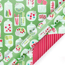 30" x 10' Reversible Holiday Wrapping Paper | Sweet Treats/Pink and Red Diagonal Stripes