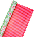 30" x 10' Reversible Holiday Wrapping Paper | Sweet Treats/Pink and Red Diagonal Stripes
