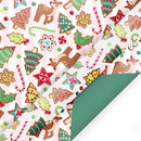 30" x 10' Reversible Holiday Wrapping Paper | Sweet Cookies/Solid Green