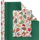 30" x 10' Reversible Holiday Wrapping Paper | Sweet Cookies/Solid Green