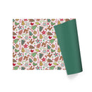 30" x 10' Reversible Holiday Wrapping Paper | Sweet Cookies/Solid Green