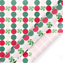 30" x 10' Reversible Holiday Wrapping Paper | Peppermint Dots/Pink and White Diagonal Plaid