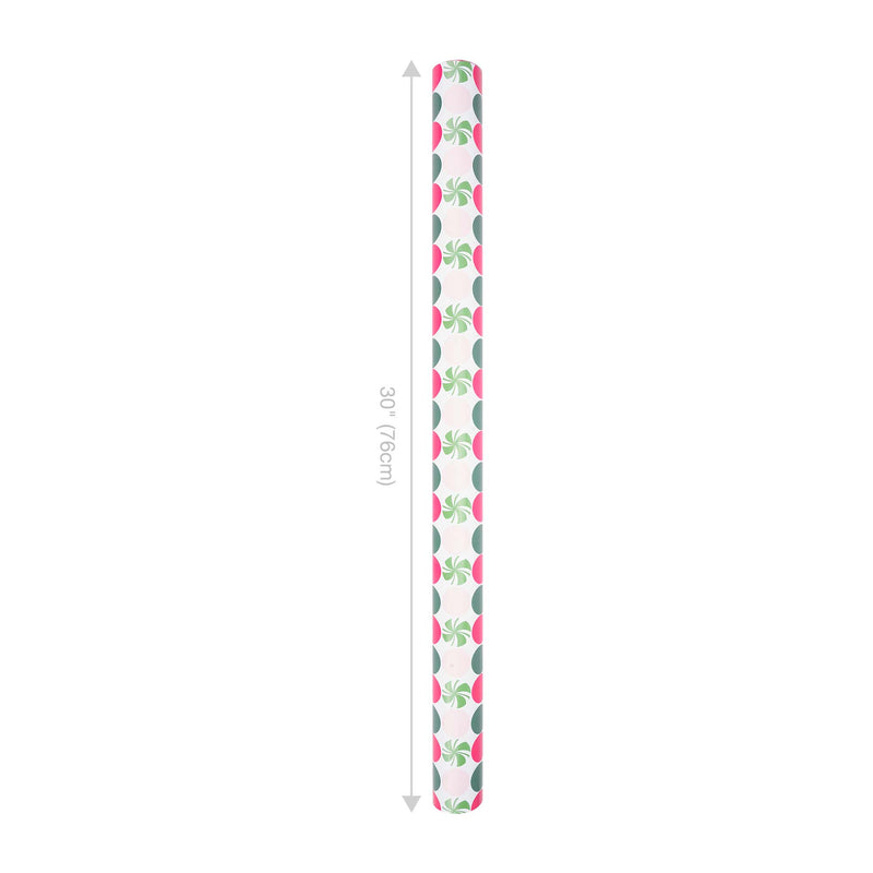 30" x 10' Reversible Holiday Wrapping Paper | Peppermint Dots/Pink and White Diagonal Plaid