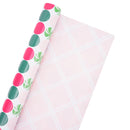30" x 10' Reversible Holiday Wrapping Paper | Peppermint Dots/Pink and White Diagonal Plaid