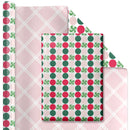 30" x 10' Reversible Holiday Wrapping Paper | Peppermint Dots/Pink and White Diagonal Plaid