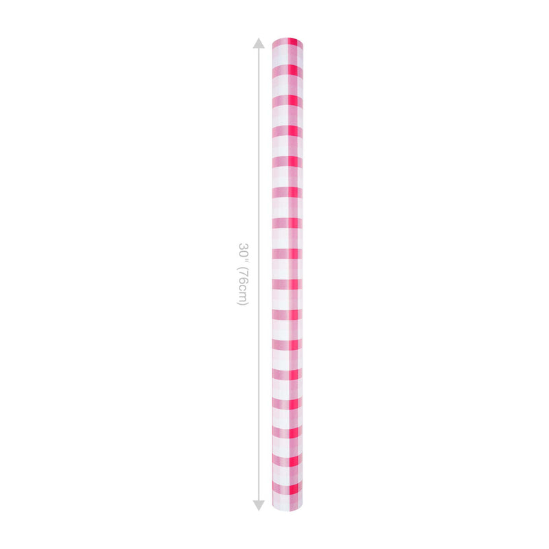 30" x 10' Reversible Holiday Wrapping Paper | Red and Pink Checkered Plaid/Mint Green with Baby Snowflake