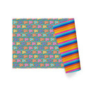 30" x 10' Reversible Holiday Wrapping Paper | Bubble Font Happy Birthday/Patterned Stripes