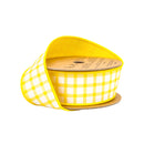 1 1/2" Wired Dupioni Ribbon | Yellow/White Check w/ Yellow Backing | 10 Yard Roll